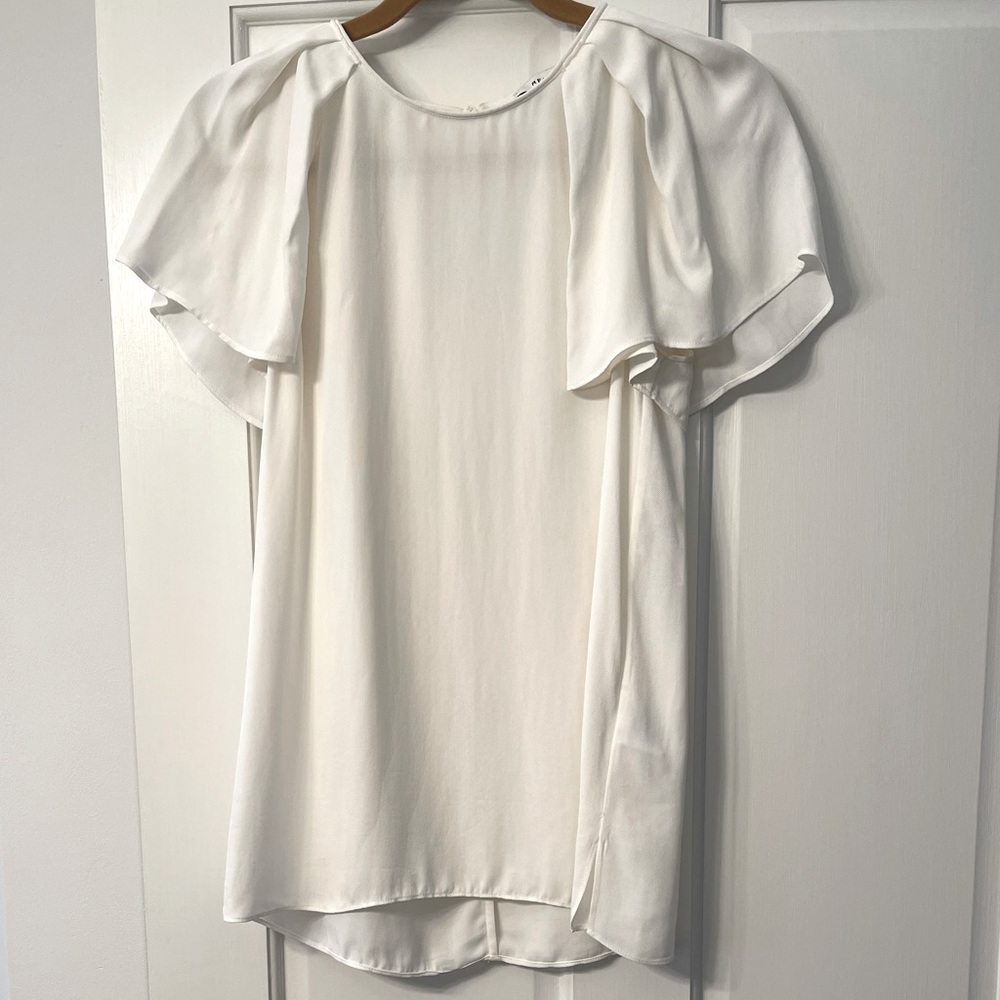 Reiss Ruffle-Sleeved Blouse in White